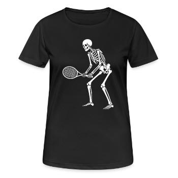 Skeleton spielt Tennis - Frauen T-Shirt atmungsaktiv - Schwarz - Vorne - AI Model Female 172 light (172cm)