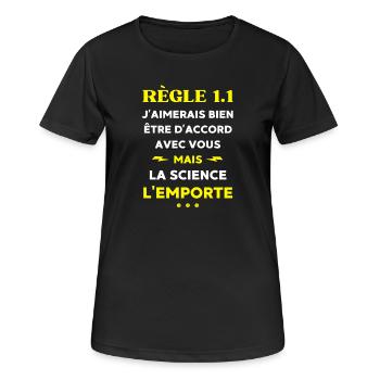 J'aimerais bien être d'accord mais la science  - T-shirt respirant Femme - noir - Devant - AI Model Female 172 light (172cm)