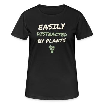 Easily Distracted By Plants - Frauen T-Shirt atmungsaktiv - Schwarz - Vorne - AI Model Female 172 light (172cm)