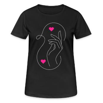 Tender Love : Hands & Hearts Design - T-shirt respirant Femme - noir - Devant - AI Model Female 172 light (172cm)
