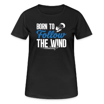 Follow – Kitesurfing T-Shirt - Frauen T-Shirt atmungsaktiv - Schwarz - Vorne - AI Model Female 172 light (172cm)