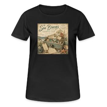 The Sea Breezes Coastal Inn Vintage Poster Decoration - Women's Breathable T-Shirt - black - Front - AI Model Female 172 light (172cm)