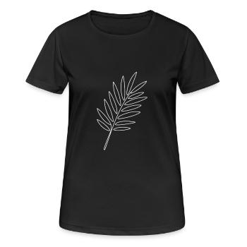 Palm Leaf Line Art Tropical - Women's Breathable T-Shirt - black - Front - AI Model Female 172 light (172cm)