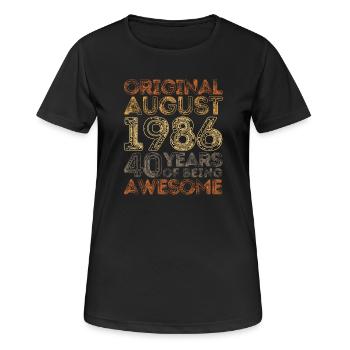 Août 1986 : 40 ans d’expérience - T-shirt respirant Femme - noir - Devant - AI Model Female 172 light (172cm)