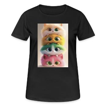 Chats peluche arc en ciel empilés - T-shirt respirant Femme - noir - Devant - AI Model Female 172 light (172cm)