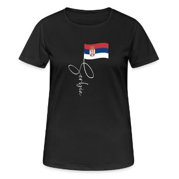 Manuscrit du drapeau serbe - T-shirt respirant Femme - noir - Devant - AI Model Female 172 light (172cm)