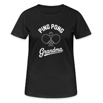 Un joueur de tennis de table de table grand-mère cadeau - T-shirt respirant Femme - noir - Devant - AI Model Female 172 light (172cm)