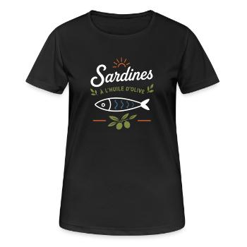 Sardines et Olive Vintage - T-shirt respirant Femme - noir - Devant - AI Model Female 172 light (172cm)