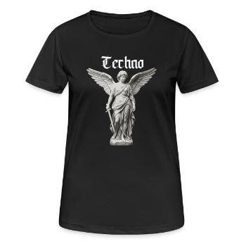 Techno Angel Gothic Statue Motif - Women's Breathable T-Shirt - black - Front - AI Model Female 172 light (172cm)