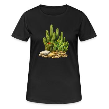 Cactus avec des fleurs - T-shirt respirant Femme - noir - Devant - AI Model Female 172 light (172cm)