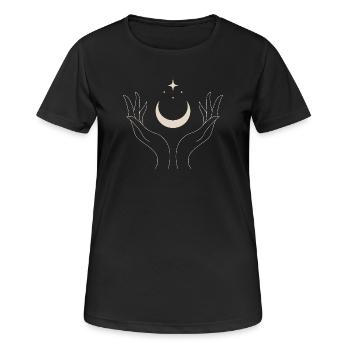 Mains Bohèmes Mystiques avec Lune - T-shirt respirant Femme - noir - Devant - AI Model Female 172 light (172cm)