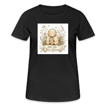 Agneau tendre avec café du matin - T-shirt respirant Femme - noir - Devant - AI Model Female 172 light (172cm)