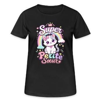 Super Little Sister Cute Cat - Kawaii - Women's Breathable T-Shirt - black - Front - AI Model Female 172 light (172cm)