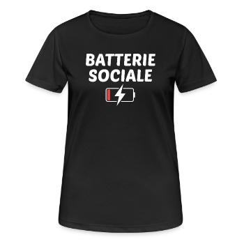 Batterie sociale à 0% - T-shirt respirant Femme - noir - Devant - AI Model Female 172 light (172cm)