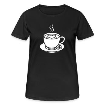 Coffee cup with heart for connoisseurs - Women's Breathable T-Shirt - black - Front - AI Model Female 172 light (172cm)