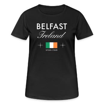 Belfast, Irlande du Nord, Coordonnées Souvenir de voyage - T-shirt respirant Femme - noir - Devant - AI Model Female 172 light (172cm)