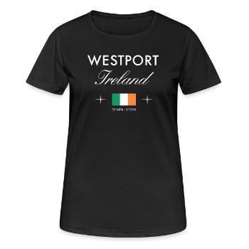 Coordonnées de Westport Irlande Souvenir de voyage - T-shirt respirant Femme - noir - Devant - AI Model Female 172 light (172cm)
