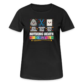Nothing Beats Kindergarten Rock Scissors Paper - Women's Breathable T-Shirt - black - Front - AI Model Female 172 light (172cm)