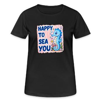 Heureux de mer, Hippocampe de mer, amour de mer - T-shirt respirant Femme - noir - Devant - AI Model Female 172 light (172cm)