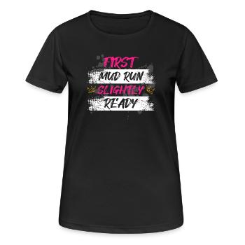 Première course boueuse Schlammlauf Muddy Race - T-shirt respirant Femme - noir - Devant - AI Model Female 172 light (172cm)