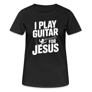 Je joue de la guitare pour Jésus - T-shirt respirant Femme - noir - Devant - AI Model Female 172 light (172cm)