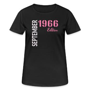 60th birthday, September 1966 - Women's Breathable T-Shirt - black - Front - AI Model Female 172 light (172cm)