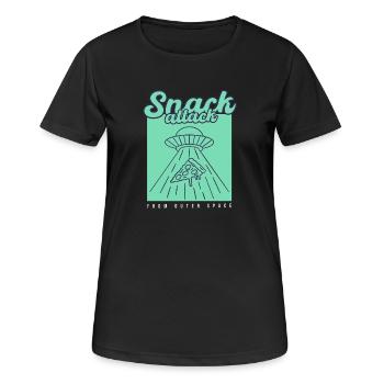 Snack de pizza OVNI - T-shirt respirant Femme - noir - Devant - AI Model Female 172 light (172cm)