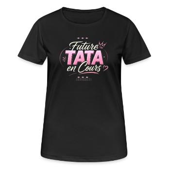 Future Tata In Progress 2027 - Pregnancy Announcement - Women's Breathable T-Shirt - black - Front - AI Model Female 172 light (172cm)