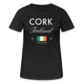 Cork Ireland Coordinates Travel Souvenir - Women's Breathable T-Shirt - black - Front - AI Model Female 172 light (172cm)