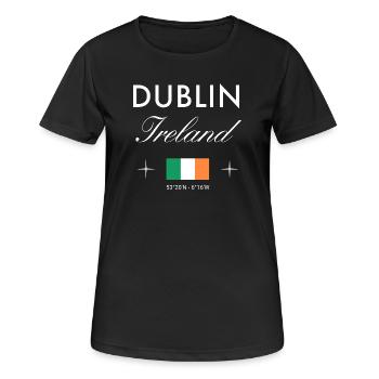 Dublin Ireland Coordinates Travel Souvenir - Women's Breathable T-Shirt - black - Front - AI Model Female 172 light (172cm)
