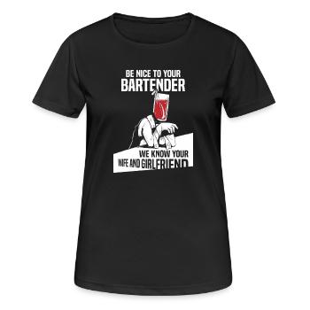 waiter bartender bartender bartender barchef - Women's Breathable T-Shirt - black - Front - AI Model Female 172 light (172cm)