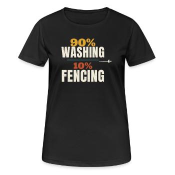 Escrime 90 % Lavage 10 % Escrime Épée drôle Escrimeur - T-shirt respirant Femme - noir - Devant - AI Model Female 172 light (172cm)