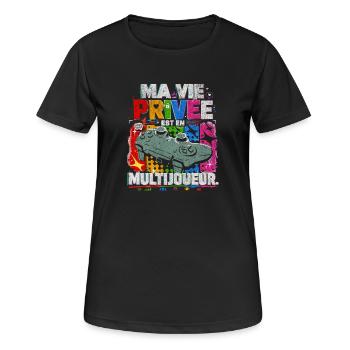 Ma Vie Privée Est En Multijoueur - Humour Gamer - T-shirt respirant Femme - noir - Devant - AI Model Female 172 light (172cm)