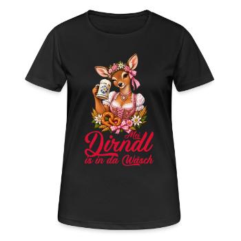 Dirndl Hirsch - Frauen T-Shirt atmungsaktiv - Schwarz - Vorne - AI Model Female 172 light (172cm)