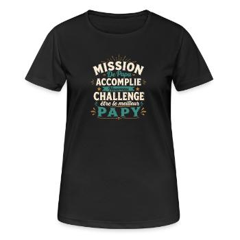 Mission De Papa Accomplie Cadeau Pour Futur Papy - T-shirt respirant Femme - noir - Devant - AI Model Female 172 light (172cm)