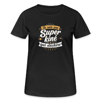 Je suis une Super kiné qui déchire - T-shirt respirant Femme - noir - Devant - AI Model Female 172 light (172cm)