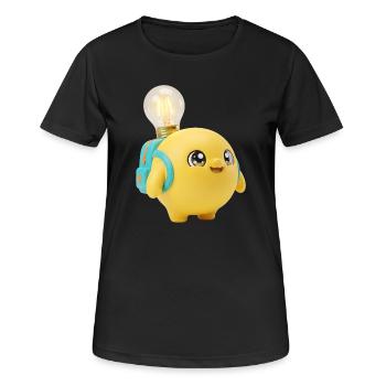 Cute Yellow School Mascot with Lightbulb Planet Ba - Women's Breathable T-Shirt - black - Front - AI Model Female 172 light (172cm)