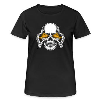 Skull with goldfish eyes - Women's Breathable T-Shirt - black - Front - AI Model Female 172 light (172cm)