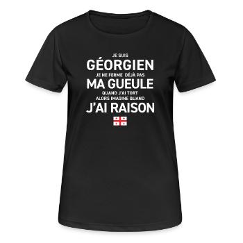 Je Suis Georgien Je Ne Ferme Deja Pas Ma Gueule... - T-shirt respirant Femme - noir - Devant - AI Model Female 172 light (172cm)