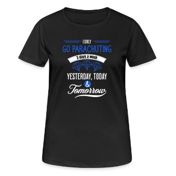 Citation drôle sur le parachutisme - T-shirt respirant Femme - noir - Devant - AI Model Female 172 light (172cm)