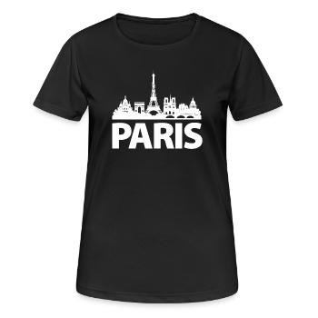 PARIS Skyline blanc - T-shirt respirant Femme - noir - Devant - AI Model Female 172 light (172cm)