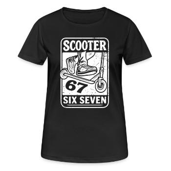 Impression arrière | Trottinettes Freestyle Kick Scooter 67 - T-shirt respirant Femme - noir - Devant - AI Model Female 172 light (172cm)
