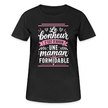 Le bonheur c'est d'avoir une maman formidable - T-shirt respirant Femme - noir - Devant - AI Model Female 172 light (172cm)