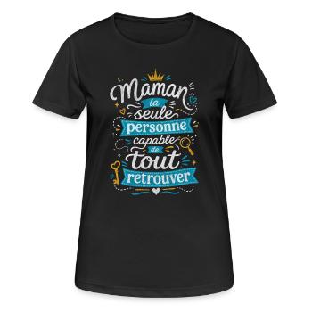 Maman Capable De Tout Retrouver - Humour Famille - T-shirt respirant Femme - noir - Devant - AI Model Female 172 light (172cm)