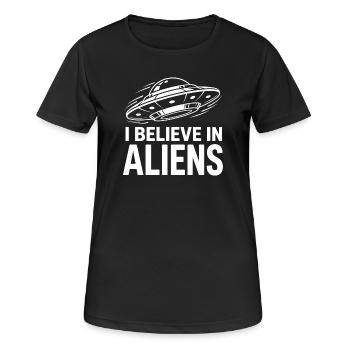 I Believe in Aliens  - Women's Breathable T-Shirt - black - Front - AI Model Female 172 light (172cm)