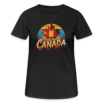 Canada Retro Maple Sunset - T-shirt respirant Femme - noir - Devant - AI Model Female 172 light (172cm)