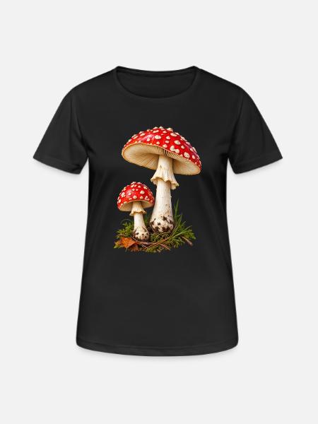 Fliegenpilz - Frauen T-Shirt atmungsaktiv - Schwarz