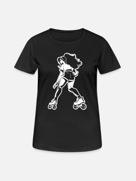 Rollschuhfahrerin - Frauen T-Shirt atmungsaktiv - Schwarz