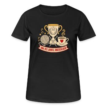 Oma des Jahres Ungeschlagen Pokal Shirt - Frauen T-Shirt atmungsaktiv - Schwarz - Vorne - AI Model Female 172 light (172cm)