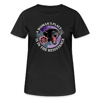 Feminismus A Woman´s Place Is In The Resistance - Frauen T-Shirt atmungsaktiv - Schwarz - Vorne - AI Model Female 172 light (172cm)